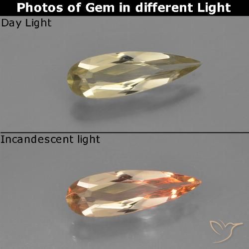 0.84ct Naturel Jaune chaud Diaspore Couleur Changeant, En forme de poire, VVS-VS