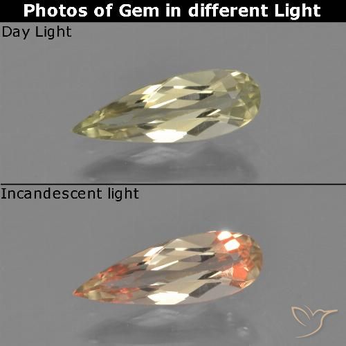0.68ct Naturel Jaune pâle Diaspore Couleur Changeant, En forme de poire, VVS-VS