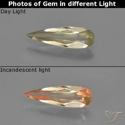 0.75ct Naturel Jaune clair Diaspore Couleur Changeant, En forme de poire, VVS-VS