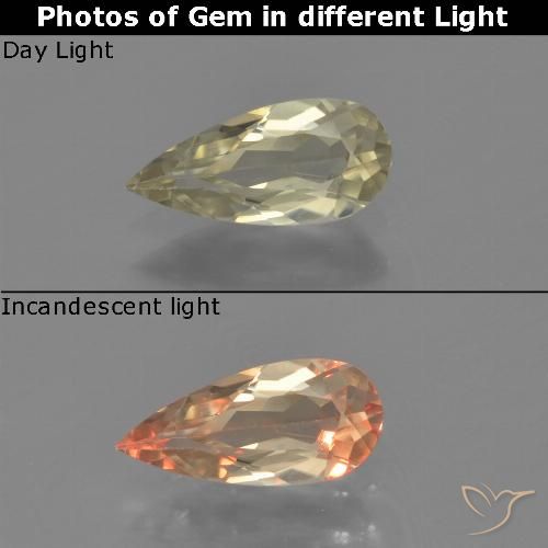 0.71ct Naturel Jaune pâle Diaspore Couleur Changeant, En forme de poire, VVS-VS