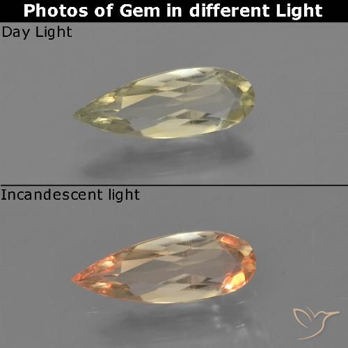 0.80ct Naturel Jaune pâle Diaspore Couleur Changeant, En forme de poire, VVS-VS