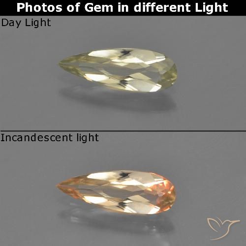0.69ct Naturel Jaune clair Diaspore Couleur Changeant, En forme de poire, VVS-VS