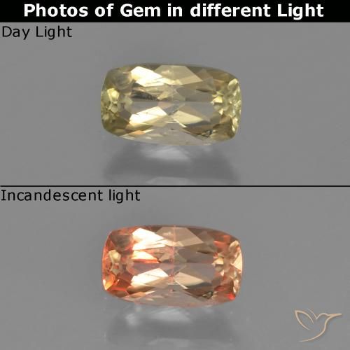 0.77ct Naturel Jaune très clair Diaspore Couleur Changeant, Coussin, VS