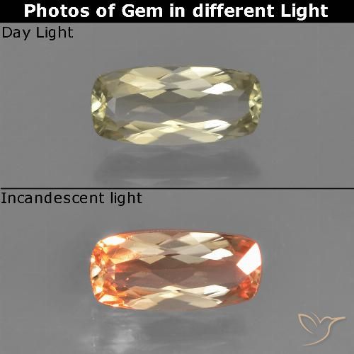 0.85ct Naturel Beige jaune Diaspore Couleur Changeant, Coussin, VVS-VS