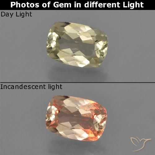 0.93ct Naturel Jaune terreux Diaspore Couleur Changeant, Coussin, VVS-VS