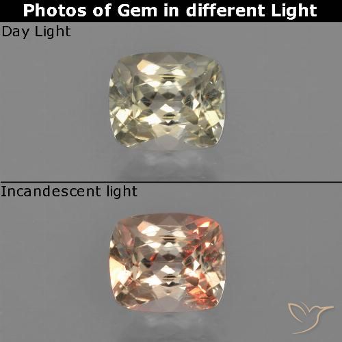 0.99ct Naturel Jaune très clair Diaspore Couleur Changeant, Coussin, VVS-VS