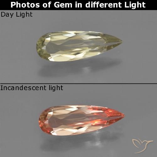 0.99ct Naturel Jaune très clair Diaspore Couleur Changeant, En forme de poire, VVS-VS