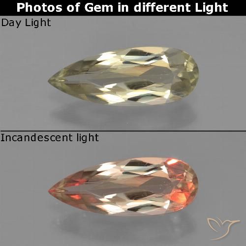 1.00ct Naturel Jaune terreux Diaspore Couleur Changeant, En forme de poire, VVS-VS