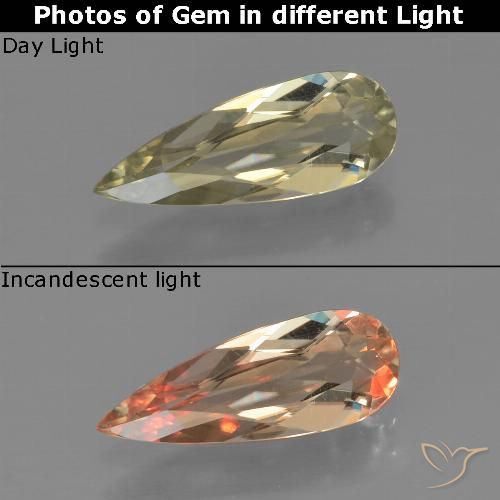 0.93ct Naturel Jaune très clair Diaspore Couleur Changeant, En forme de poire, VVS-VS