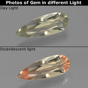 Diaspore Couleur Changeant Jaune clair naturelle En forme de poire, 0.87 ct, VVS-VS