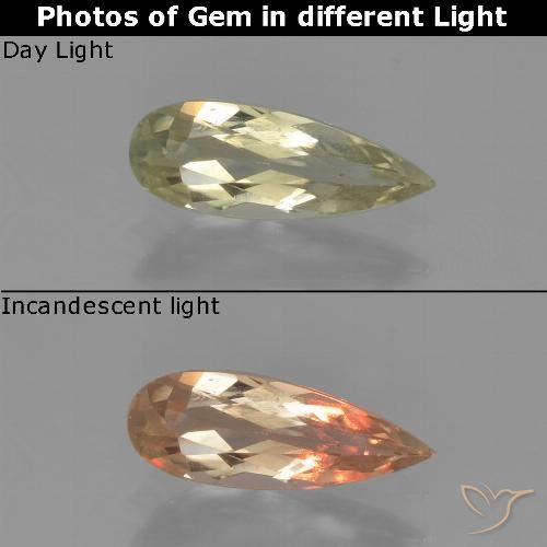0.72ct Naturel Jaune très clair Diaspore Couleur Changeant, En forme de poire, VS