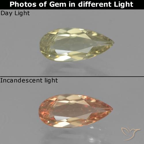 0.80ct Naturel Jaune très pâle Diaspore Couleur Changeant, En forme de poire, VS