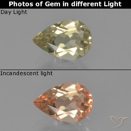 0.75ct Naturel Jaune pâle Diaspore Couleur Changeant, En forme de poire, VS