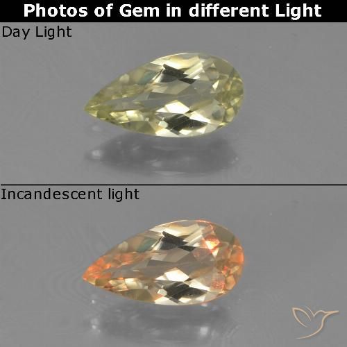 0.69ct Naturel Jaune pâle Diaspore Couleur Changeant, En forme de poire, VVS