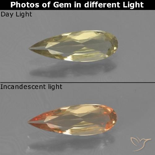 0.62ct Naturel Jaune pâle Diaspore Couleur Changeant, En forme de poire, VVS