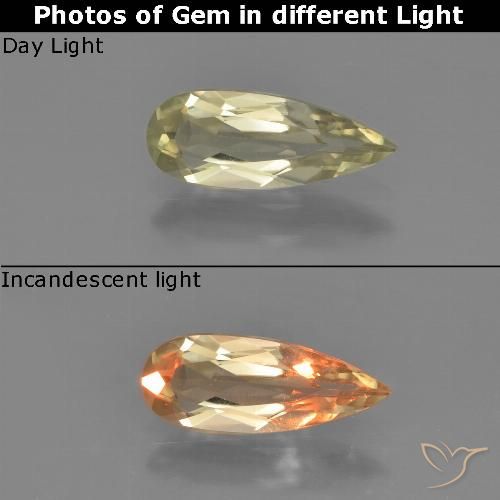 1.05ct Naturel Jaune clair Diaspore Couleur Changeant, En forme de poire, VVS-VS