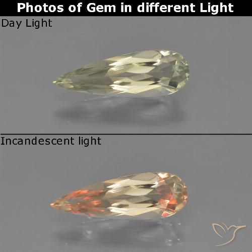 0.97ct Naturel Jaune très pâle Diaspore Couleur Changeant, En forme de poire, VVS-VS