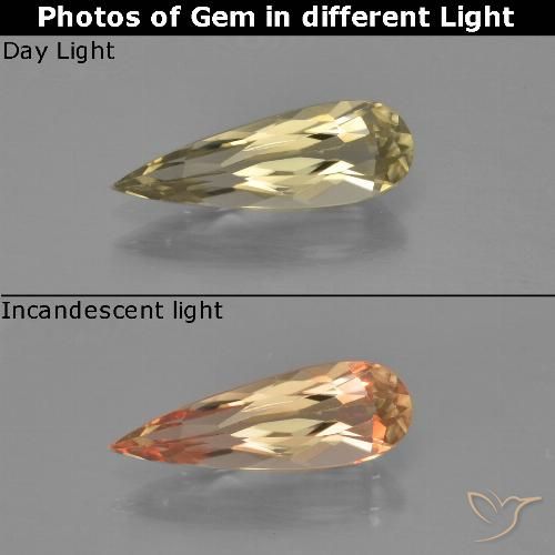 1.03ct Naturel Jaune terreux Diaspore Couleur Changeant, En forme de poire, VVS-VS