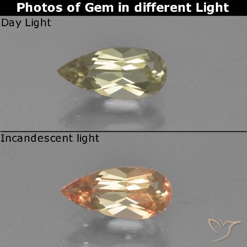 0.86ct Naturel Jaune très clair Diaspore Couleur Changeant, En forme de poire, VVS-VS