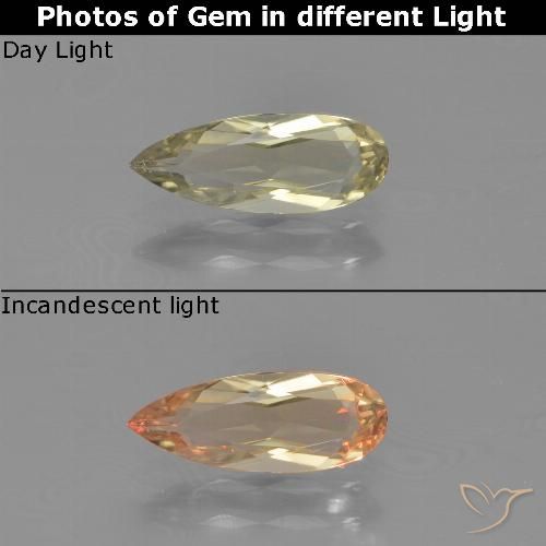 0.84ct Naturel Beige jaune Diaspore Couleur Changeant, En forme de poire, VVS-VS