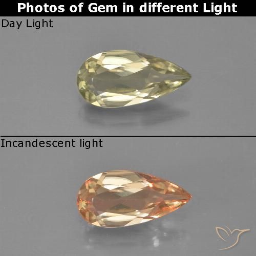 0.85ct Naturel Jaune clair Diaspore Couleur Changeant, En forme de poire, VVS-VS