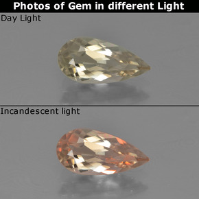 Diaspore Couleur Changeant Jaune chaud naturelle En forme de poire, 1.17 ct, VVS-VS