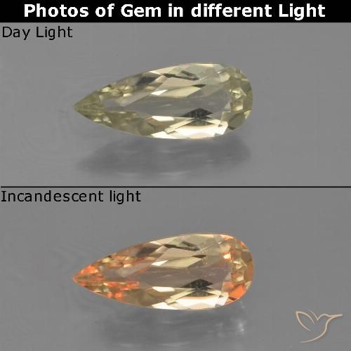 0.95ct Naturel Jaune pâle Diaspore Couleur Changeant, En forme de poire, VVS-VS