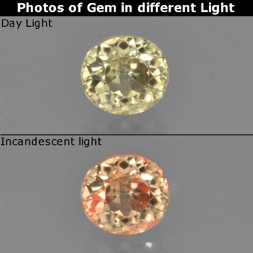 Diaspore Couleur Changeant Jaune pâle naturelle Coupe roude, 0.86 ct, VS