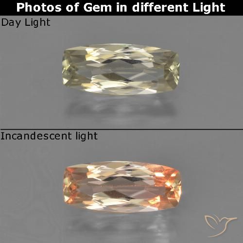 1.27ct Naturel Jaune doré très clair Diaspore Couleur Changeant, Coussin, VVS