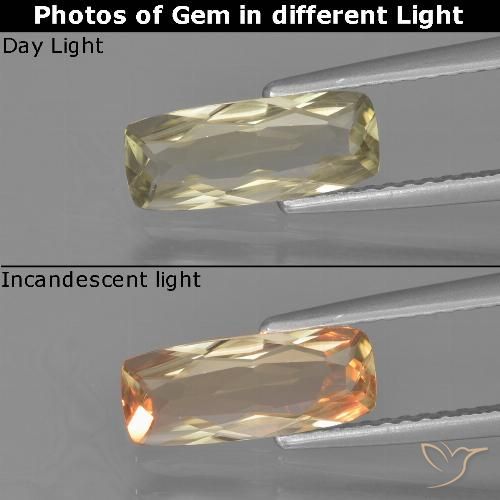 1.14ct Naturel Jaune très pâle Diaspore Couleur Changeant, Coussin, VVS