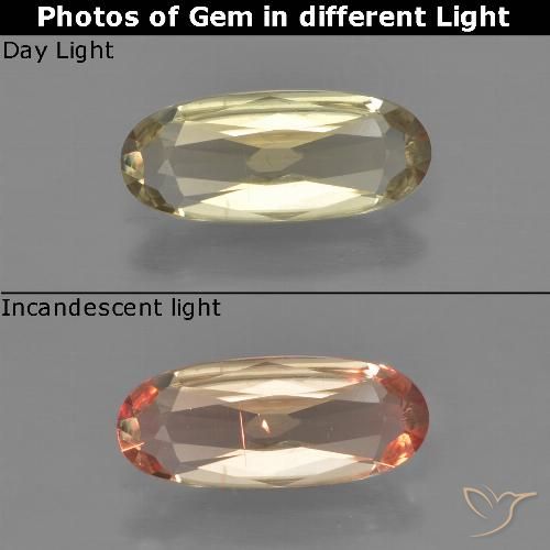 Diaspore Couleur Changeant Jaune chaud naturelle ovale, 0.87 ct, VS