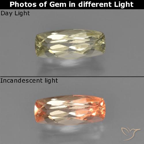 0.93ct Naturel Jaune très pâle Diaspore Couleur Changeant, Coussin, VS