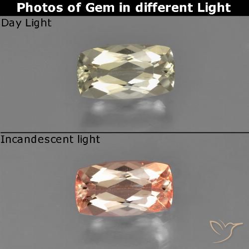 0.76ct Naturel Jaune très clair Diaspore Couleur Changeant, Coussin, VS