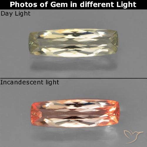 Diaspore Couleur Changeant Jaune très clair naturelle Coussin, 0.87 ct, VS