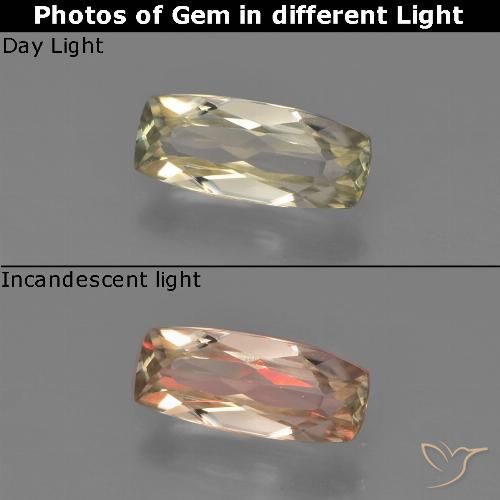 Diaspore Couleur Changeant Jaune doré très clair naturelle Coussin, 0.64 ct, VVS