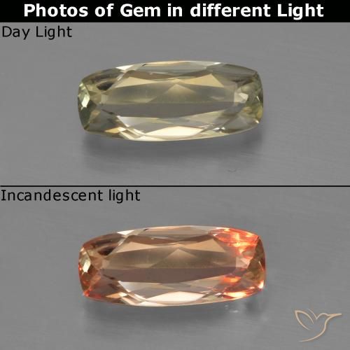 0.81ct Naturel Jaune très clair Diaspore Couleur Changeant, Coussin, VVS