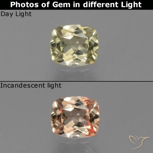 0.70ct Naturel Jaune doré très clair Diaspore Couleur Changeant, Coussin, VVS-VS
