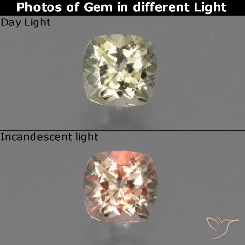 0.80ct Naturel Jaune doré très clair Diaspore Couleur Changeant, Coussin, VVS-VS