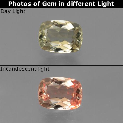 Diaspore Couleur Changeant Jaune doré très clair naturelle Coupe coussin, 0.74 ct, VVS-VS