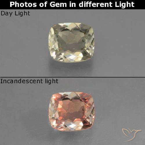 Diaspore Couleur Changeant Jaune doré très clair naturelle Coussin, 0.62 ct, VVS