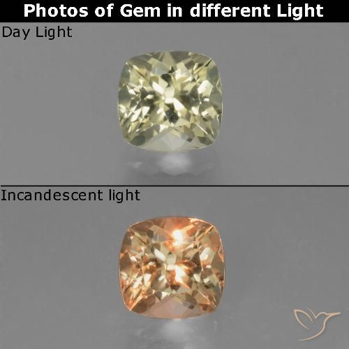 0.87ct Naturel Jaune clair Diaspore Couleur Changeant, Coussin, VVS-VS