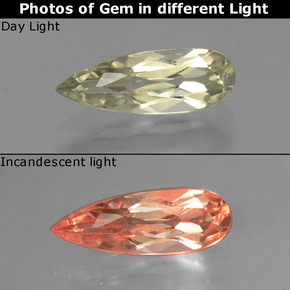 Diaspore à changement de couleur de couleur changeante naturelle en forme de poire, 1,14 ct, VVS-VS