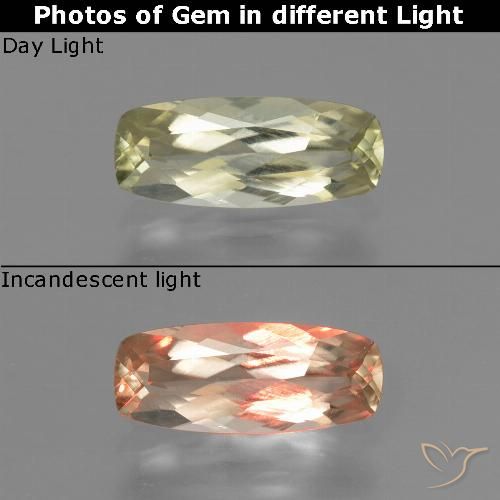 0.96ct Naturel Jaune clair Diaspore Couleur Changeant, Coussin, VVS-VS