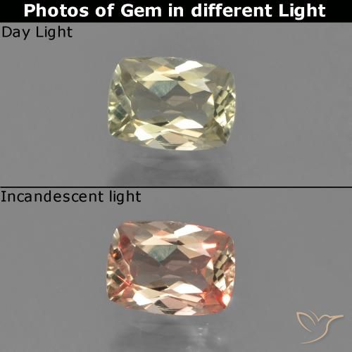 Diaspore Couleur Changeant Jaune clair naturelle Coussin, 0.63 ct, VVS-VS