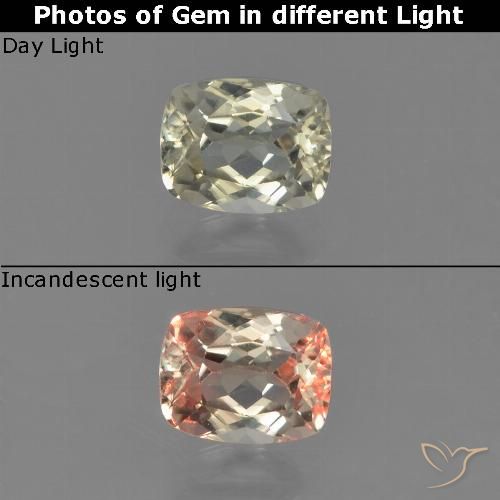 0.75ct Naturel Jaune pâle Diaspore Couleur Changeant, Coussin, VVS-VS