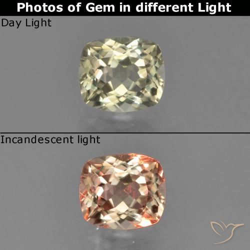 0.76ct Naturel Jaune clair Diaspore Couleur Changeant, Coussin, VVS-VS