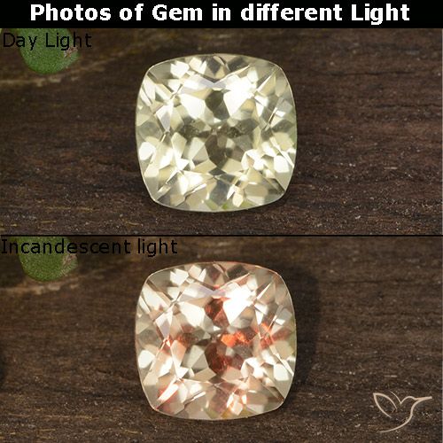 0.74ct Naturel Jaune pâle Diaspore Couleur Changeant, Coussin, VVS-VS