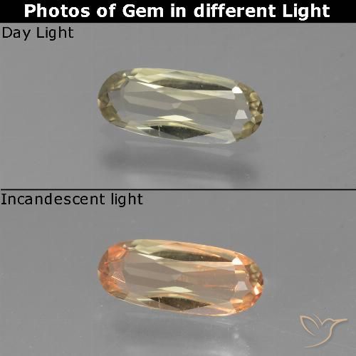 0.71ct Naturel Jaune clair Diaspore Couleur Changeant, ovale, VVS