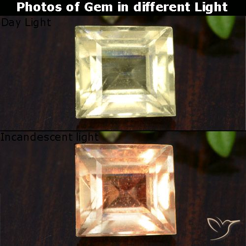 1.01ct Naturel Jaune très clair Diaspore Couleur Changeant, Carré, VS