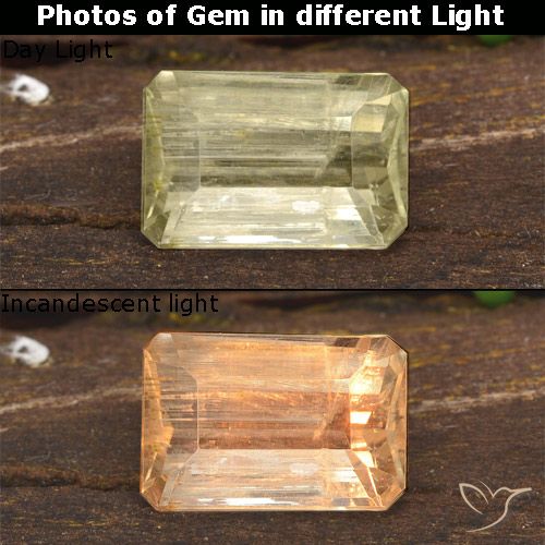Diaspore Couleur Changeant Jaune très clair naturelle Octogone / coupe Émeraude, 1.59 ct, VS-SI